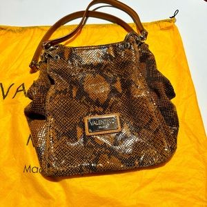 Valentino Brown Snakeskin Bucket Bag